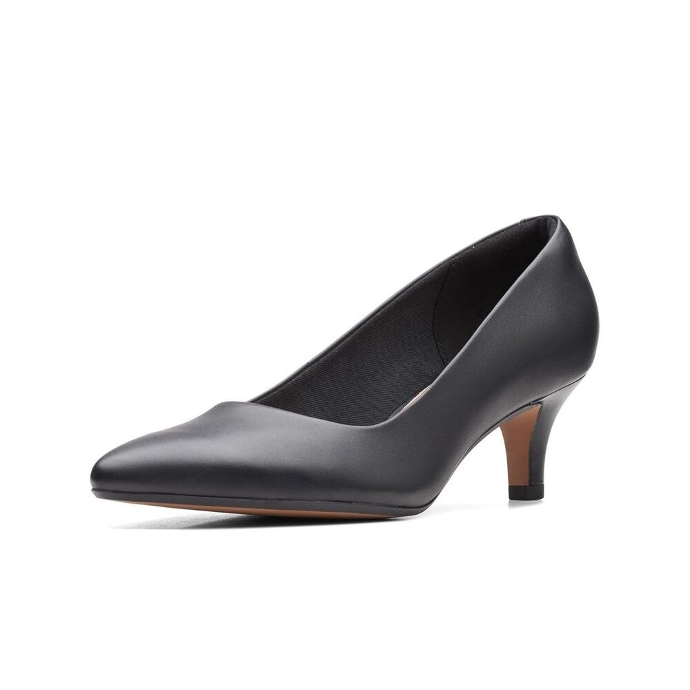 Clarks Womens 7.5 W Black Leather Linvale Jerica High Heel Pumps NIB OO0
